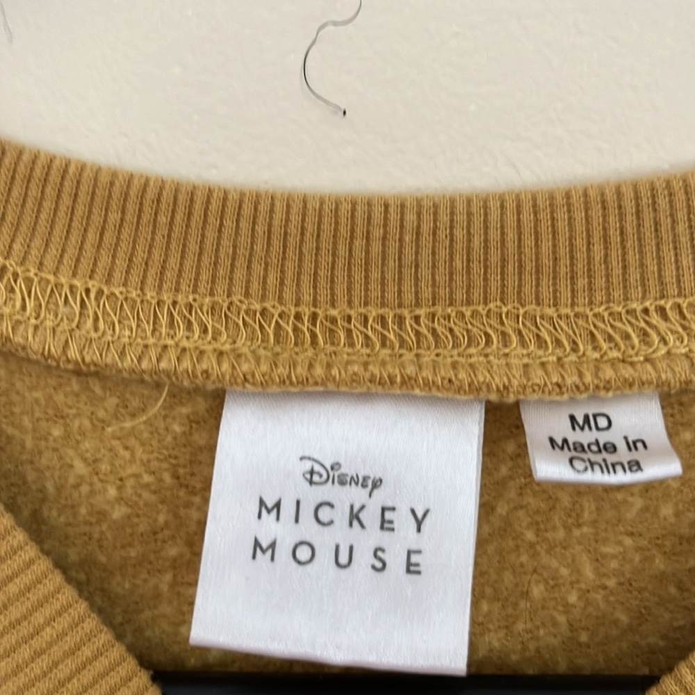 DISNEY Mickey Mouse Mustard Yellow  Crewneck Sweatshirt Size M - Picture 3 of 7